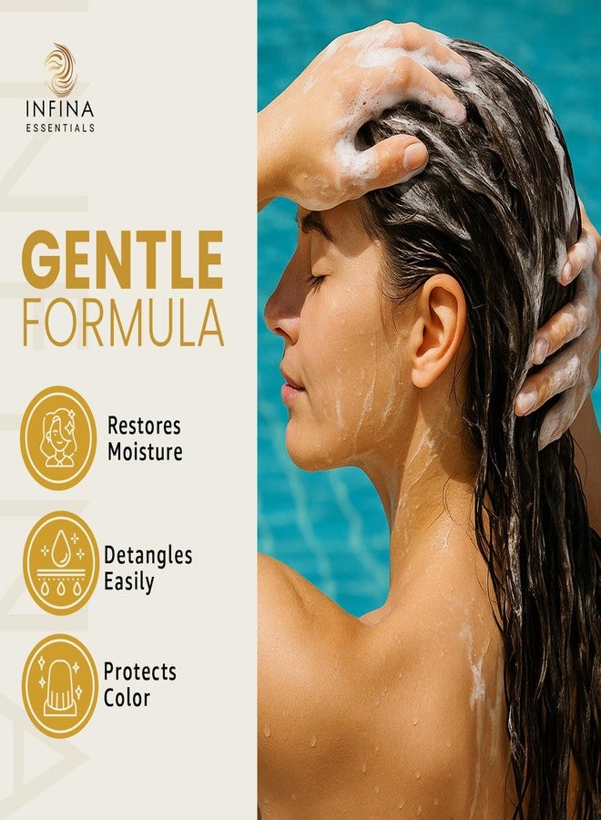 INFINA ESSENTIALS Hard Water Shampoo and Conditioner - 2-in-1 Chelating Cleanser for Buildup Removal, Soft & Shiny Hair - With Chelactik-3 Complex, Amodimethicone & Rosemary Oil - Sulfate-Free - Color Safe - 16 fl oz - Image 4