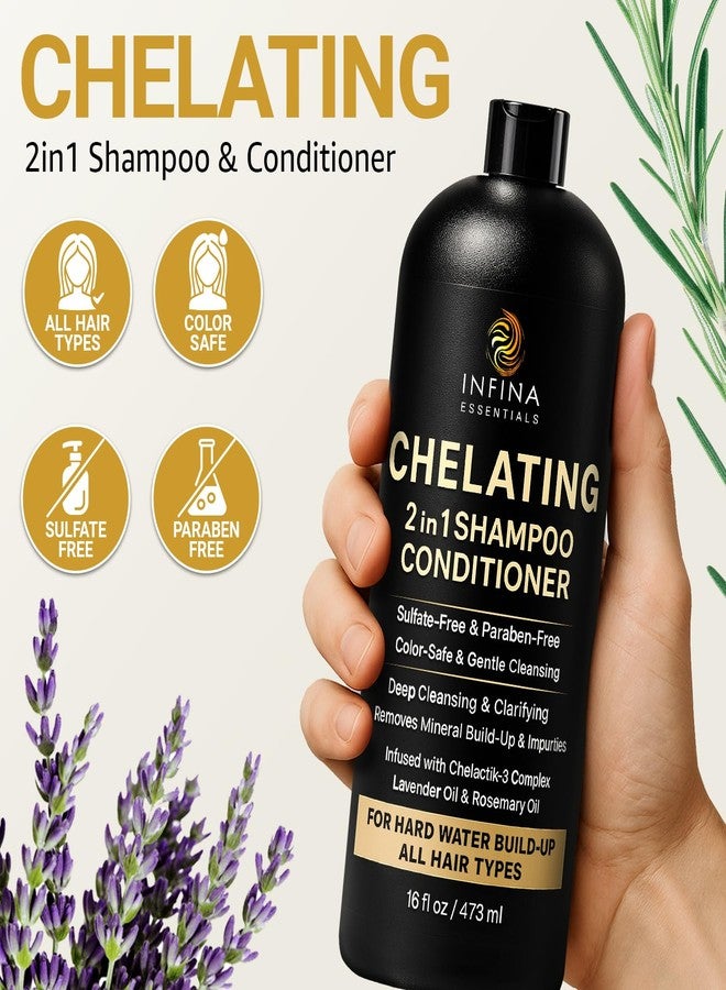 INFINA ESSENTIALS Hard Water Shampoo and Conditioner - 2-in-1 Chelating Cleanser for Buildup Removal, Soft & Shiny Hair - With Chelactik-3 Complex, Amodimethicone & Rosemary Oil - Sulfate-Free - Color Safe - 16 fl oz - Image 5