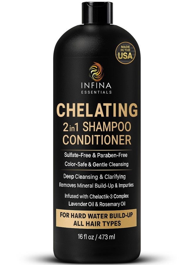 INFINA ESSENTIALS Hard Water Shampoo and Conditioner - 2-in-1 Chelating Cleanser for Buildup Removal, Soft & Shiny Hair - With Chelactik-3 Complex, Amodimethicone & Rosemary Oil - Sulfate-Free - Color Safe - 16 fl oz - Image 1
