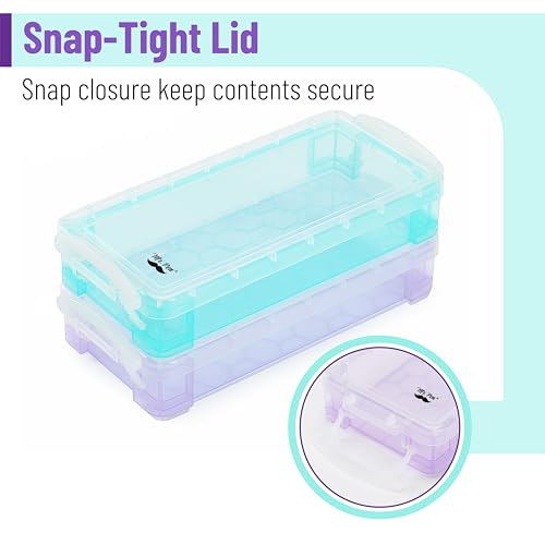 Mr. Pen- Pencil, Crayon Box, Assorted Color, 2 Pack, Clear Plastic Hard Pencil Case - Image 3