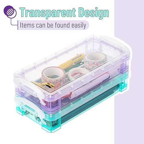 Mr. Pen- Pencil, Crayon Box, Assorted Color, 2 Pack, Clear Plastic Hard Pencil Case - Image 4