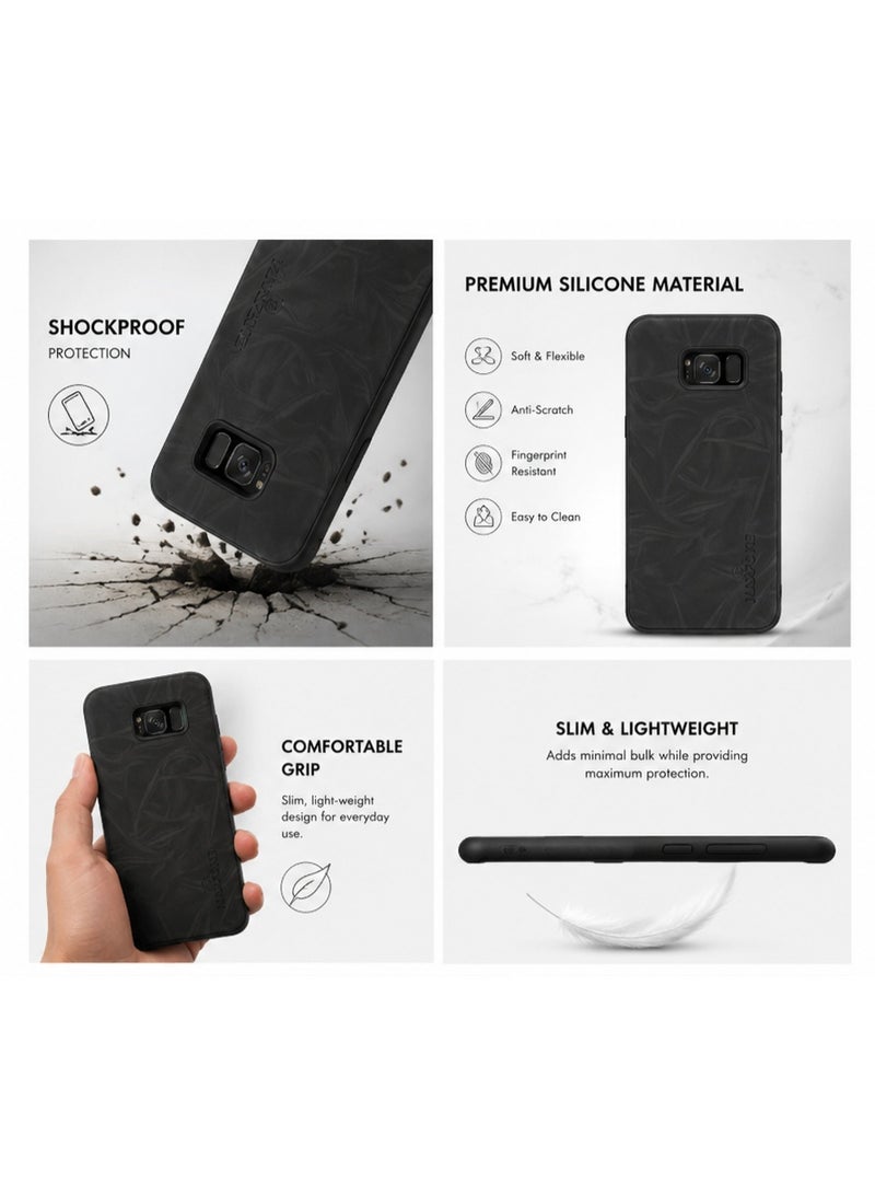 Samsung Galaxy S8 Premium Silicone Case, Shockproof & Slim Protective Cover, Black - Image 2