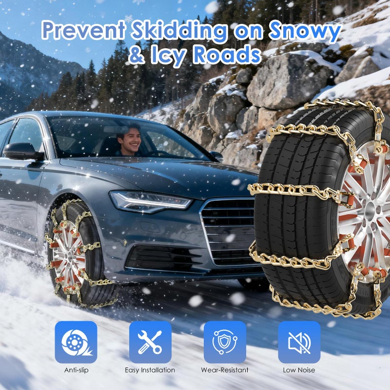 Qoosea Snow Chains 8Pcs Tire Chains Snow Chains for Car SUV Tire Chains with Tightening Buckles Universal Anti-Slip Snow Tire Chains Tire Cables Durable Chains for Tires Heavy Duty - Image 2