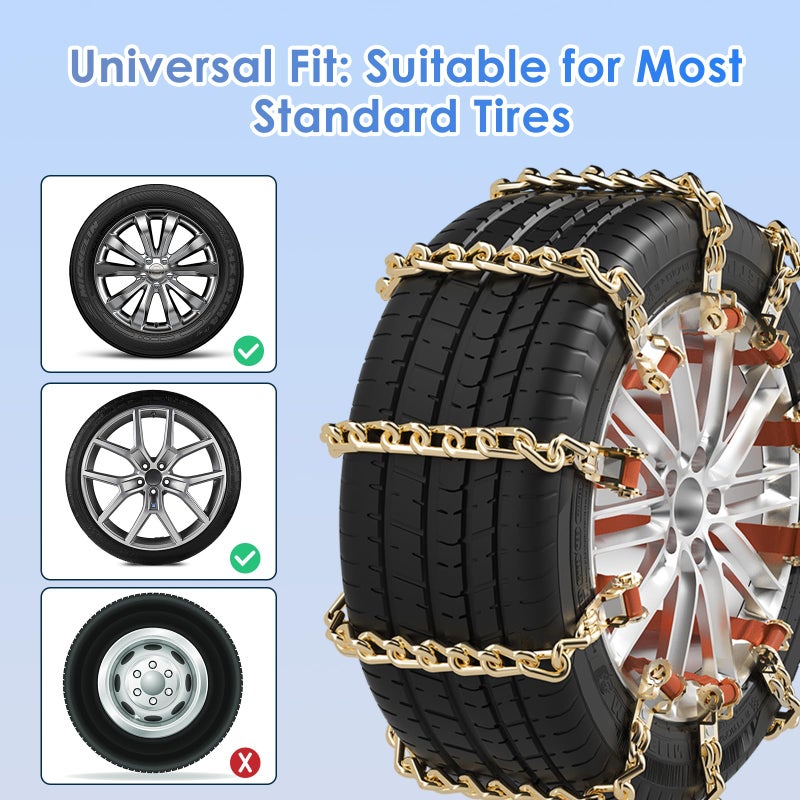 Qoosea Snow Chains 8Pcs Tire Chains Snow Chains for Car SUV Tire Chains with Tightening Buckles Universal Anti-Slip Snow Tire Chains Tire Cables Durable Chains for Tires Heavy Duty - Image 4