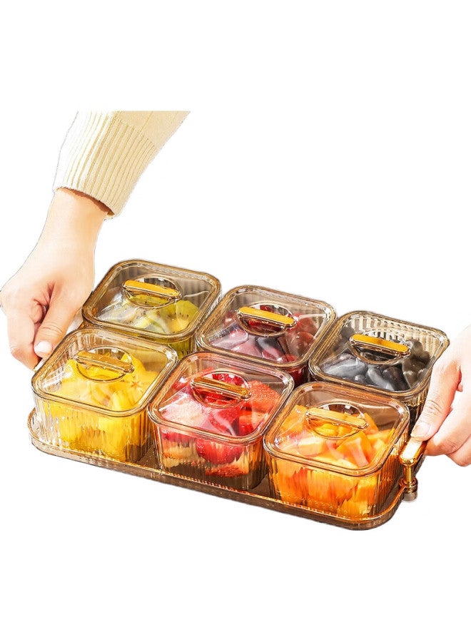 Caizhi Fruit Plate With Lid, High-End Divided Fruit Tray, Home Use Candy Snack Luxury Dessert Plate, 4 Compartments, Champagne Color, Cz6711 - Image 3