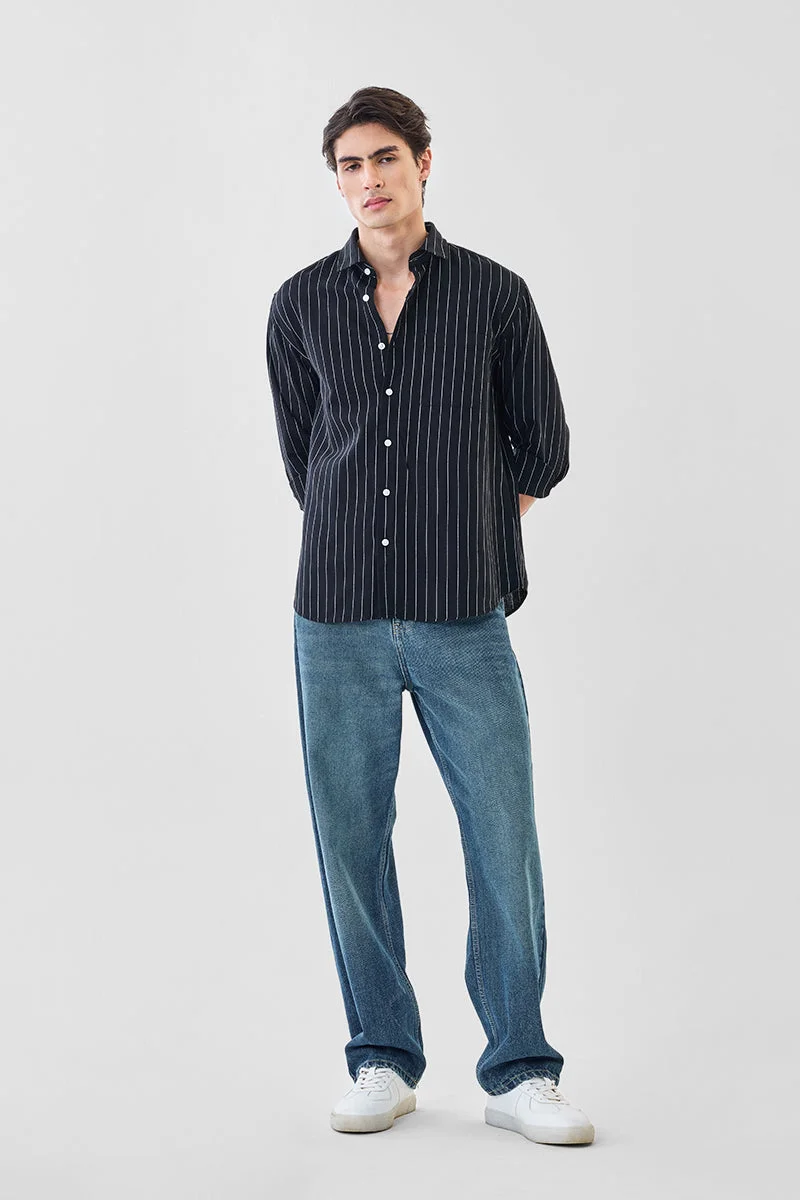 SNITCH Linen Blend Regular Fit Stripes Shirt