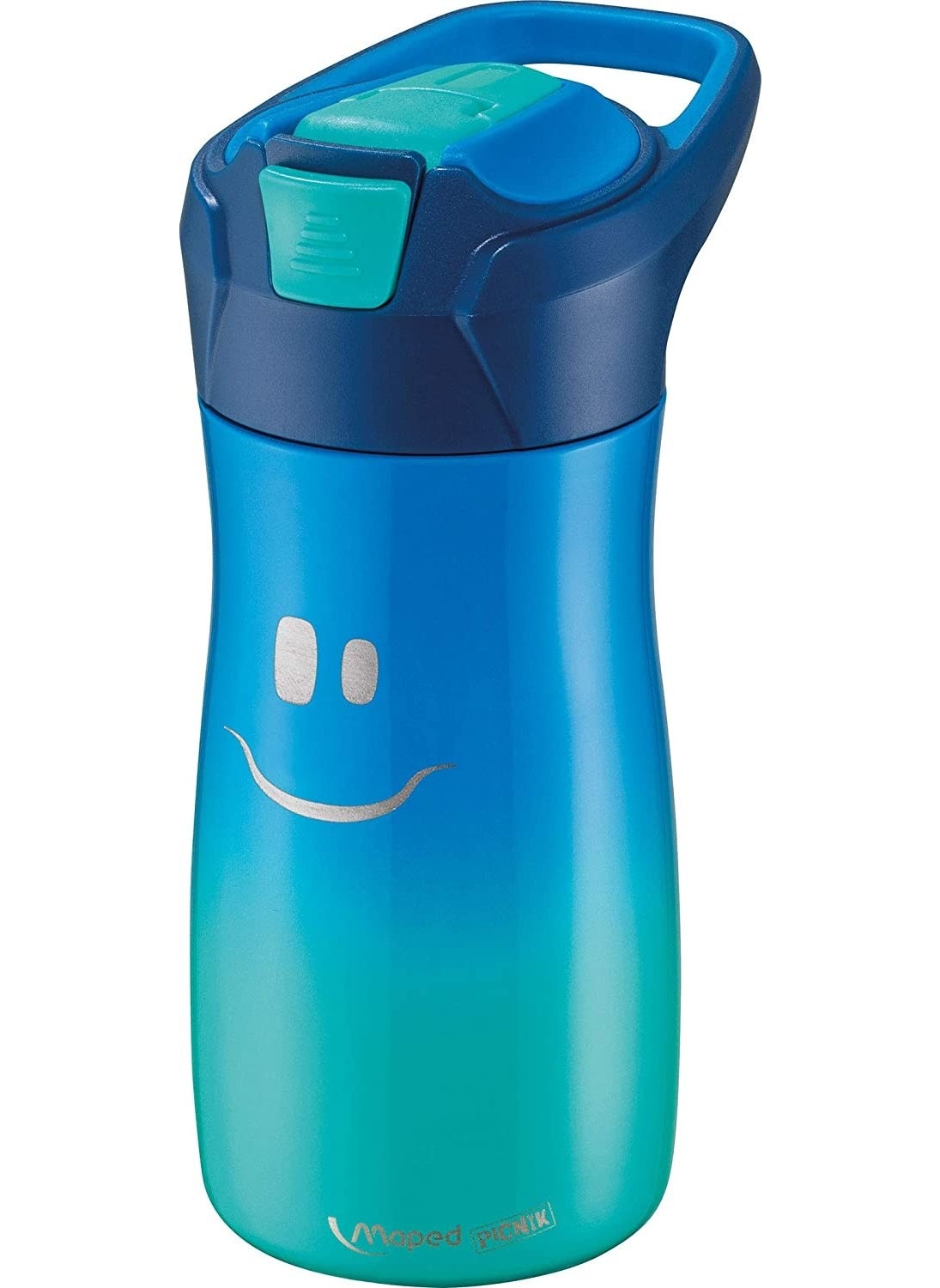 Maped Picnik 430 ml Steel Flask with Smiling Face Figure, Blue  - Image 2