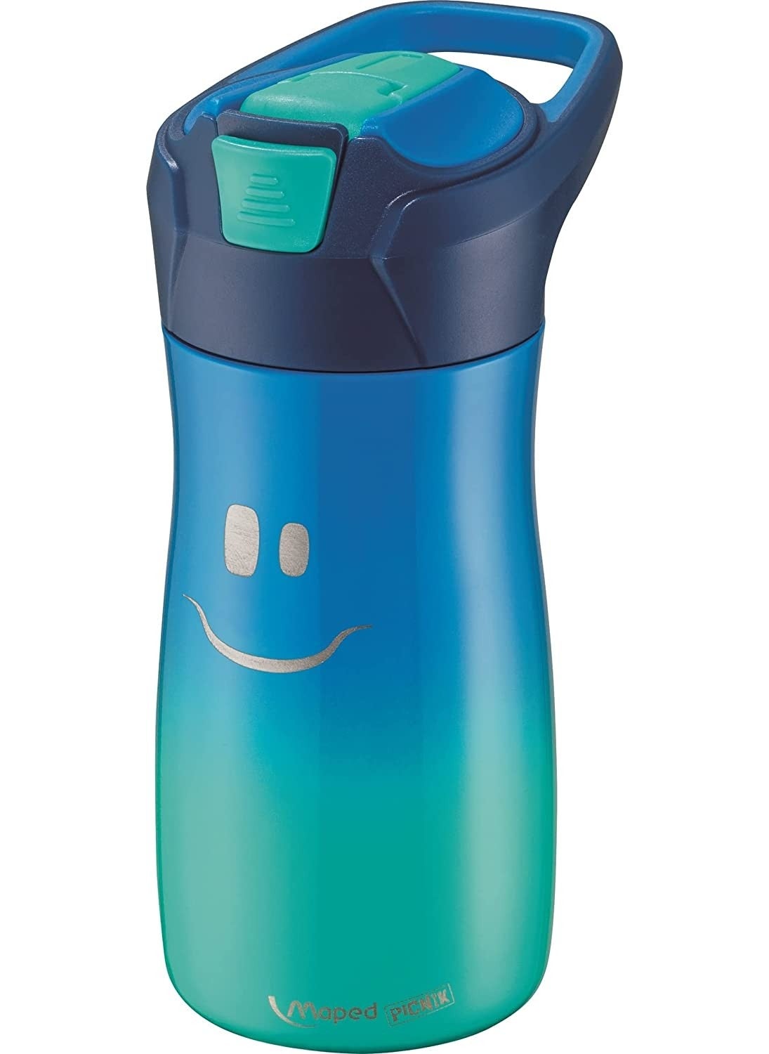 Maped Picnik 430 ml Steel Flask with Smiling Face Figure, Blue  - Image 1