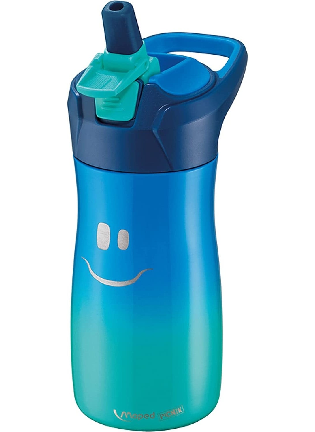Maped Picnik 430 ml Steel Flask with Smiling Face Figure, Blue  - Image 3