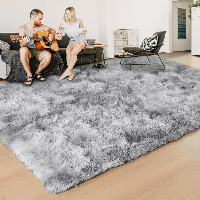 RUGS FOR LIVING ROOM ULTRA SOFT SHAG AREA RUG 4X6 CARPET FOR BEDROOM NONSLIP FLUFFY DORM RUG FOR KIDS ROOM HOME DECOR LIGHT GREY
