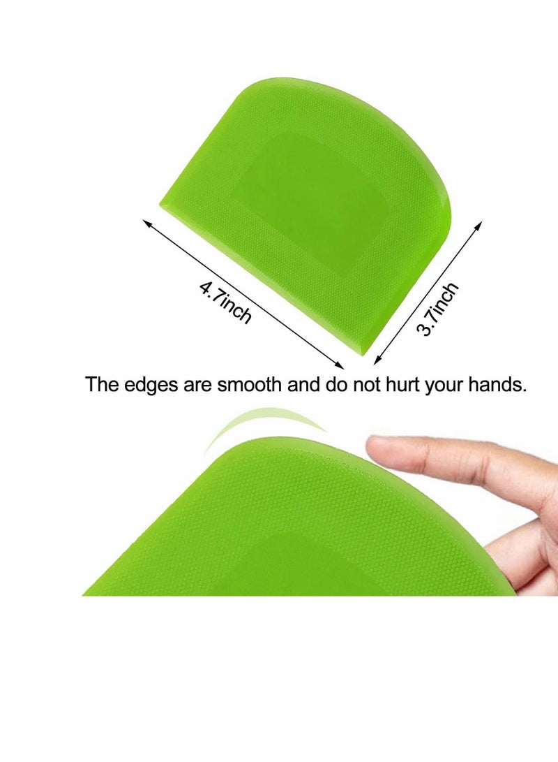 KASTWAVE 2 Pieces Dough Scraper Bowl Scraper Food-safe Plastic Dough Cutter Flexible Plastic Scraper Practical Bench Scraper Multipurpose Food Scrappers for Bread Dough Cake Fondant Icing, White, Green - Image 2