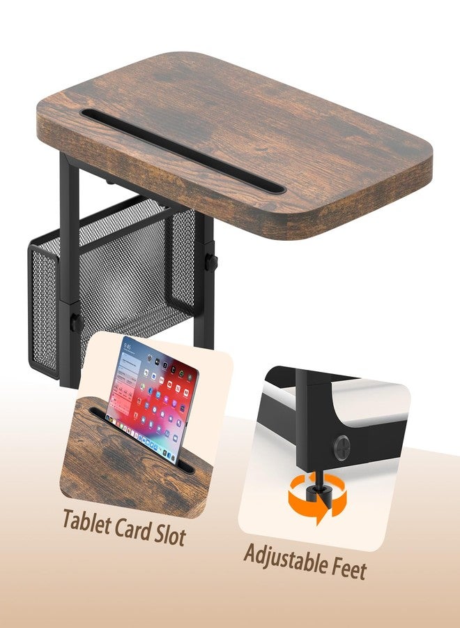alentar Fashion TV Tray Table with Large Tabletop, Adjustable Sofa Table with Storage Baskets, Strong Metal Frame, Tv Dinner Tray Table for TV Watching, Meals, Snacks (Square, Brown, 16.93inch x 12.6inch) - Image 5