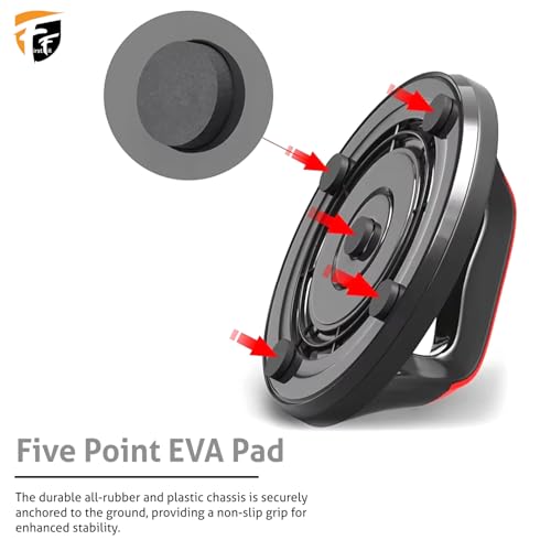 FirstFit Rotating Push Up Handles, Ergonomic Grips, 8" Base & Textured, Non-Slip Bottom Treads Push Up Bar For Gym & Home Exercise, Push Up Stand for Men & Women, Supports up to 260lbs - Black & Red - Image 3