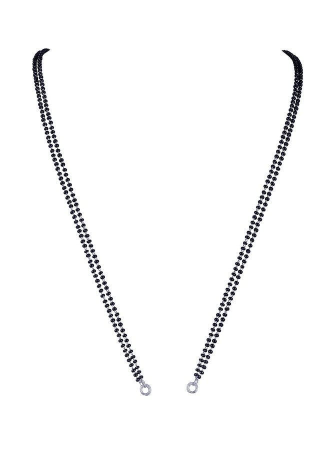 JFL - Jewellery for Less Black Micro High Silver Plated Bead Mangalsutra Chain for Women (Double 18 Inches),Valentine - Image 1