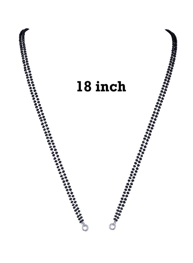 JFL - Jewellery for Less Black Micro High Silver Plated Bead Mangalsutra Chain for Women (Double 18 Inches),Valentine - Image 2