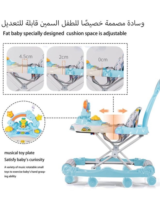 Aissiora 4-In-1 Baby Walker with Wheels Rocking Function Foldable Baby Push Walker with Adjustable Height Standing Mobile Activity Center with Music & Lights Foldable Activity Walker Help Baby Walk Interactive Toys  - Image 5