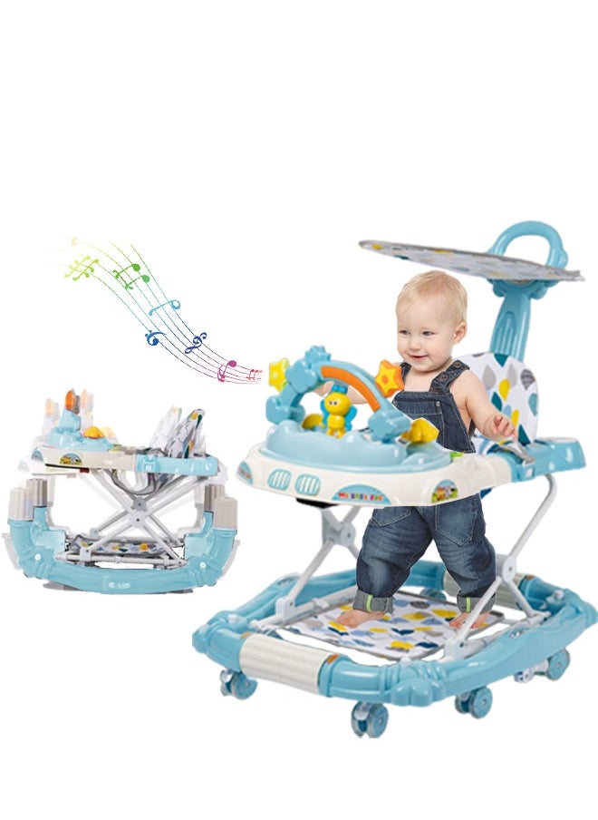Aissiora 4-In-1 Baby Walker with Wheels Rocking Function Foldable Baby Push Walker with Adjustable Height Standing Mobile Activity Center with Music & Lights Foldable Activity Walker Help Baby Walk Interactive Toys  - Image 3