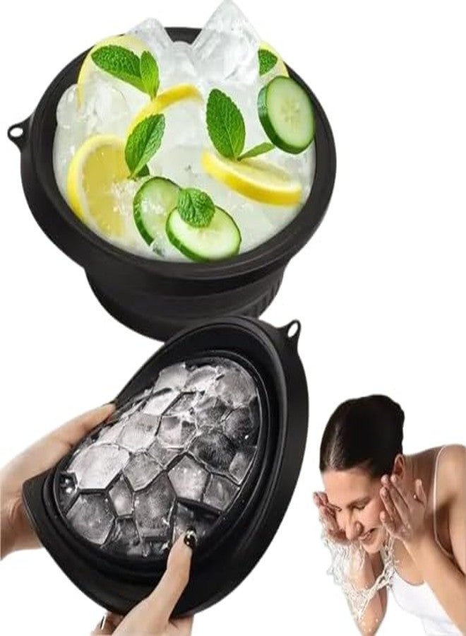 Face Bowl for Ice with Built-In Ice Tray,Facial Ice Bath Bowl, Portable Foldable Facial Plunge Bowl, Collapsible for Face Ice Bath Home & Travel (PACK OF 1) (1PIS+BLACK+FACE+BOWL)/507