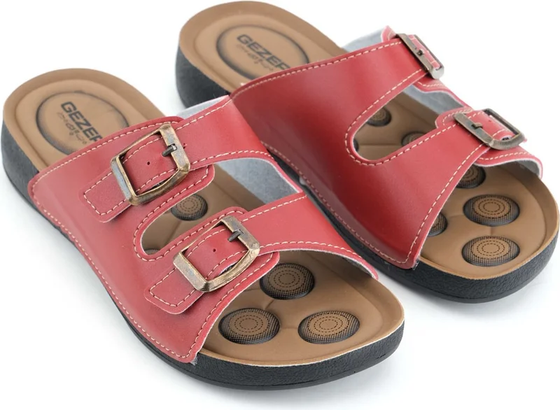 Gezer Summer Comfortable Sole Two Buckle Adjustable Faux Leather Daily Women's Slippers