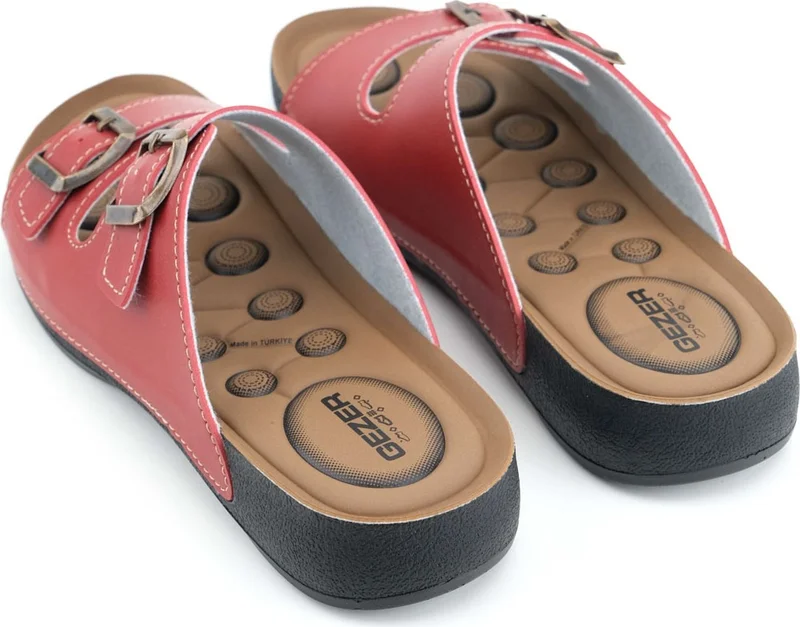 Gezer Summer Comfortable Sole Two Buckle Adjustable Faux Leather Daily Women's Slippers