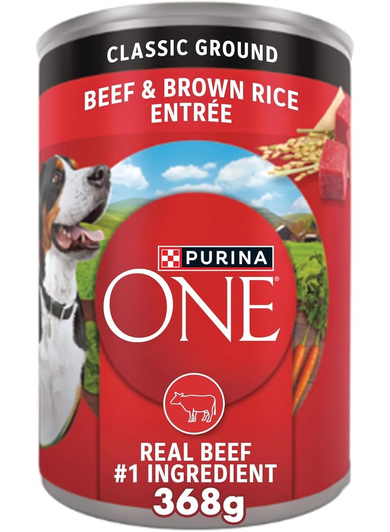 بيورينا ون طعام كلاب رطب مطحون غني بالبروتين من لحم البقر الطبيعي والأرز البني 368 جرام - Image 1