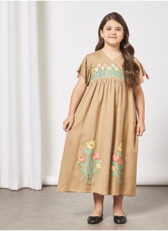 HANA & SARA Kids Embroidered Detail Jalabiya  - Image 4
