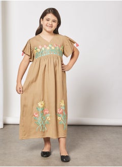 HANA & SARA Kids Embroidered Detail Jalabiya  - Image 1