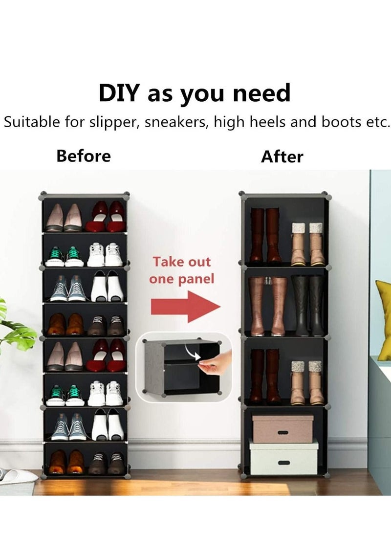 والالا خزانة أحذية بلاستيكية مكونة من 8 طبقات، خزانة أحذية بلاستيكية مع أبواب، منظم تخزين الأحذية المعياري المحمول، رف برجي، حامل أحذية قابل للتوسيع، موفر للمساحة لمدخل المدخل والخزانة - Image 3