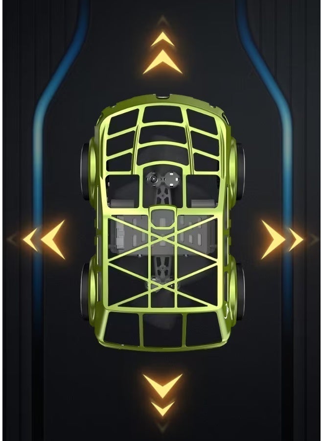 DAT Flying Car Drone Racer - 2-in-1 Land and Air RC Car with Dual Mode, One Click Takeoff, Cool Lighting, and Rubber Tires - For Kids Age 8+ - Green/Purple Color - Image 4