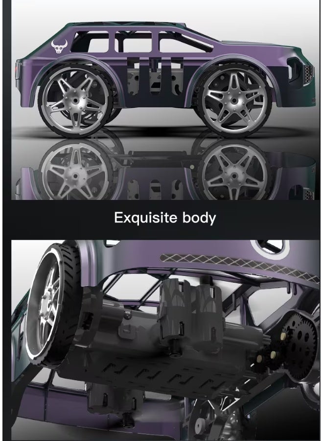 DAT Flying Car Drone Racer - 2-in-1 Land and Air RC Car with Dual Mode, One Click Takeoff, Cool Lighting, and Rubber Tires - For Kids Age 8+ - Green/Purple Color - Image 5