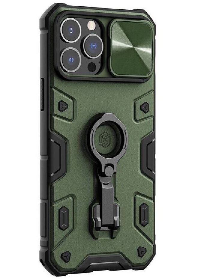 Nillkin CamShield Armor Pro With Ring Holder And Camera Protection Case Cover For iPhone 14 Pro Max Green - Image 1