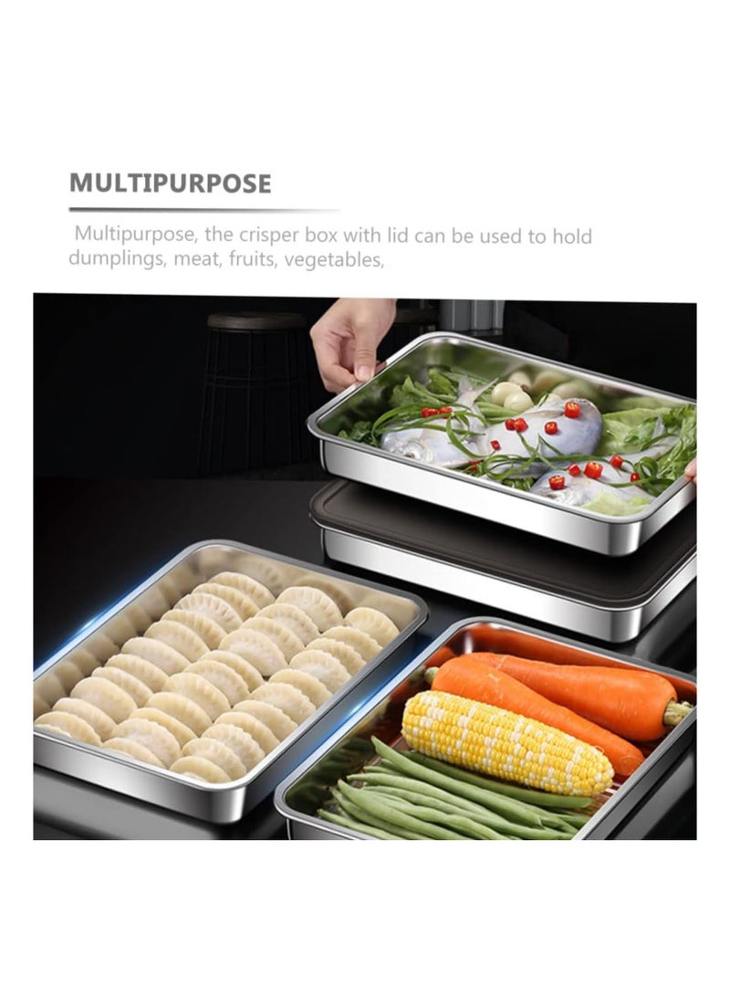 SOLARAE Dumpling Storage Box for Freezer, Stainless Steel Freezer Food Container with Lid and Mesh Rack Stackable Refrigerator Bins For Kitchen Storage Organizer - Image 4
