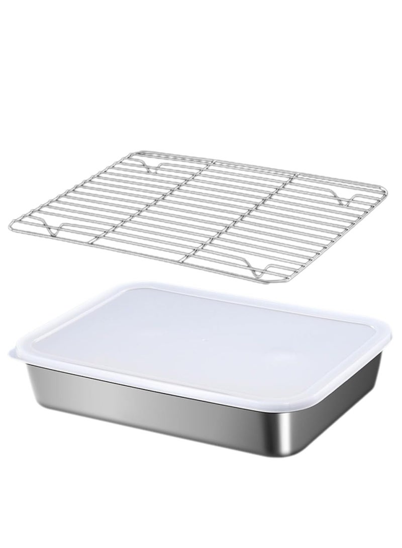 SOLARAE Dumpling Storage Box for Freezer, Stainless Steel Freezer Food Container with Lid and Mesh Rack Stackable Refrigerator Bins For Kitchen Storage Organizer - Image 1