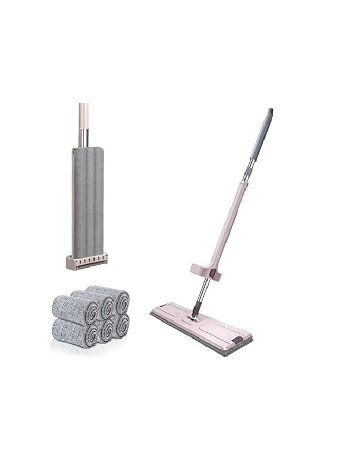 PROMASS Mop, Microfiber Mop with Self Wringer Set,Stainless-Steel Handle, 6 Washable & Reusable Microfiber Pads, Wet and Dry Use, Household Cleaning Tools, for Hardwood, Laminate, Tile - Image 2