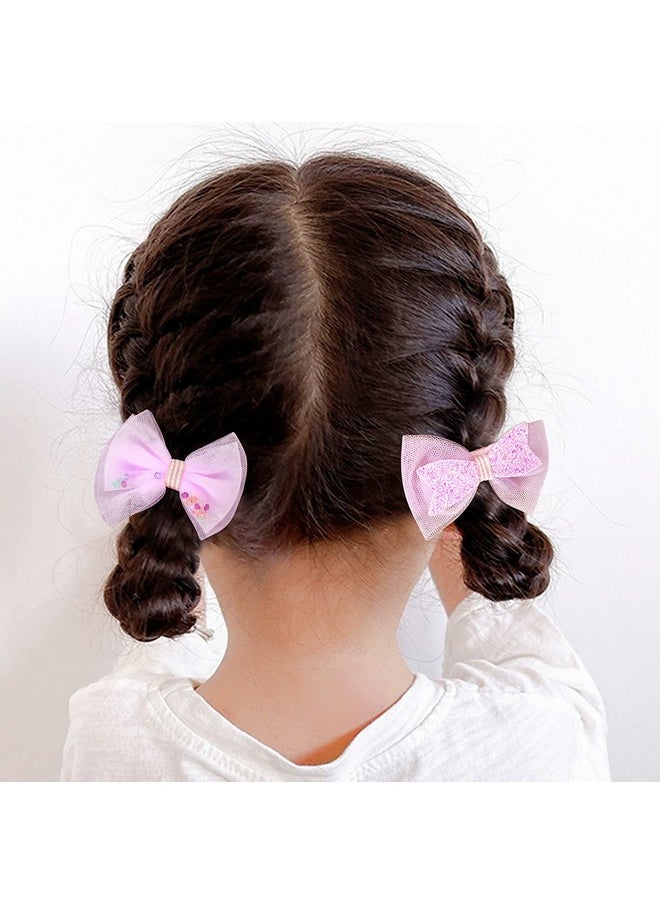 BETITETO Tulle Glitter Hair Bows For Girls Betiteto 15 Pieces Cute Handmade Flower Rhinestone Alligator Hair Clips Nonslip For Kids Women  - Image 3