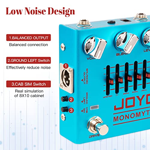 JOYO Bass Guitar Pedals Overdrive Amp Simulator Effect Pedal with 6 Band Graphic EQ and Noise Reduction Switch for Bassist Electric Guitar Bass (MONOMYTH R-26) - Image 4
