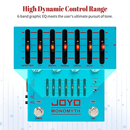 JOYO Bass Guitar Pedals Overdrive Amp Simulator Effect Pedal with 6 Band Graphic EQ and Noise Reduction Switch for Bassist Electric Guitar Bass (MONOMYTH R-26) - Image 3