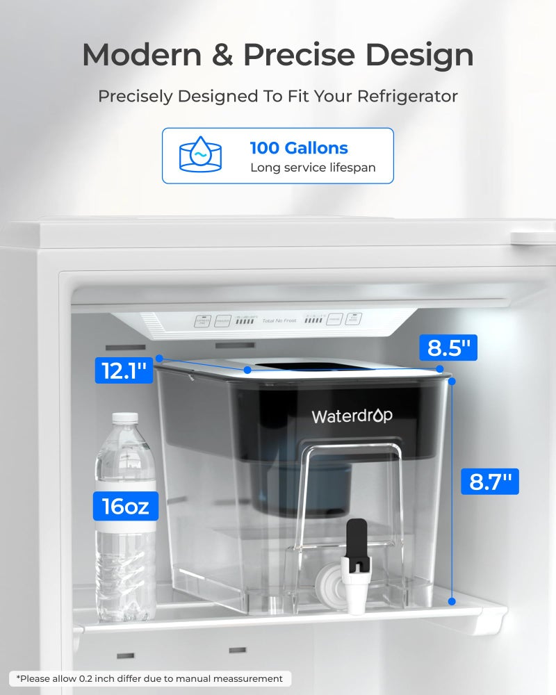 Waterdrop Alkaline Water Filter Dispenser, Large 40-Cup, Healthy, Clean & Toxin-Free Mineralized Alkaline Water, 100-Gallon, BPA Free, Black (1 Filter Included) - Image 4