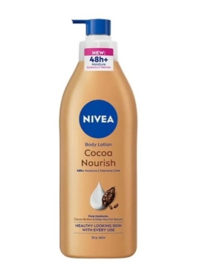 NIVEA Cocoa Nourish Body Lotion 400ml With Cocoa Butter & Deep Moisture Serum 48H Moisture For Dry Skin - Image 1
