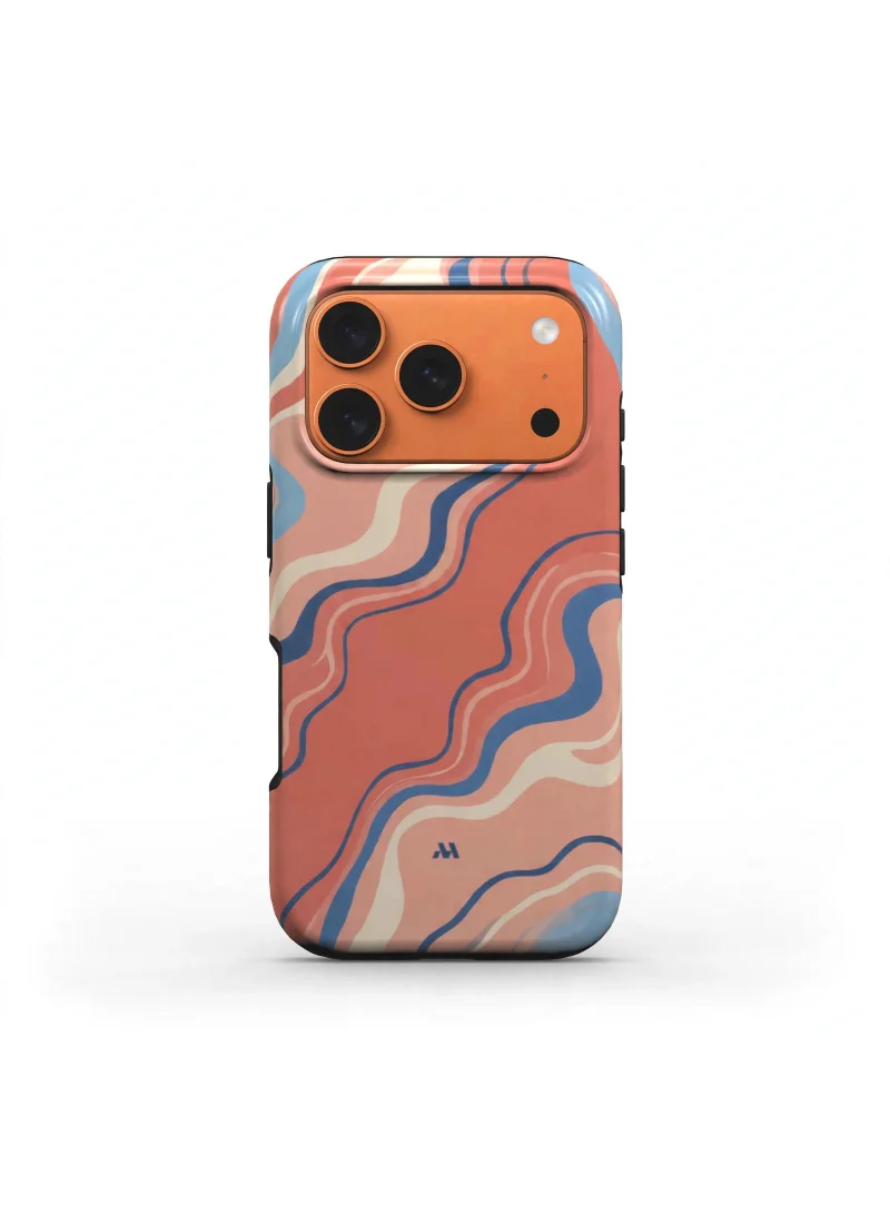 Mobcos iPhone 17 Pro Coral Wave Premium Case Compatible with Hybrid Dual-Layer Hard Shell + Silicone Protection - Scratch-Resistant Shockproof Mobile Cover