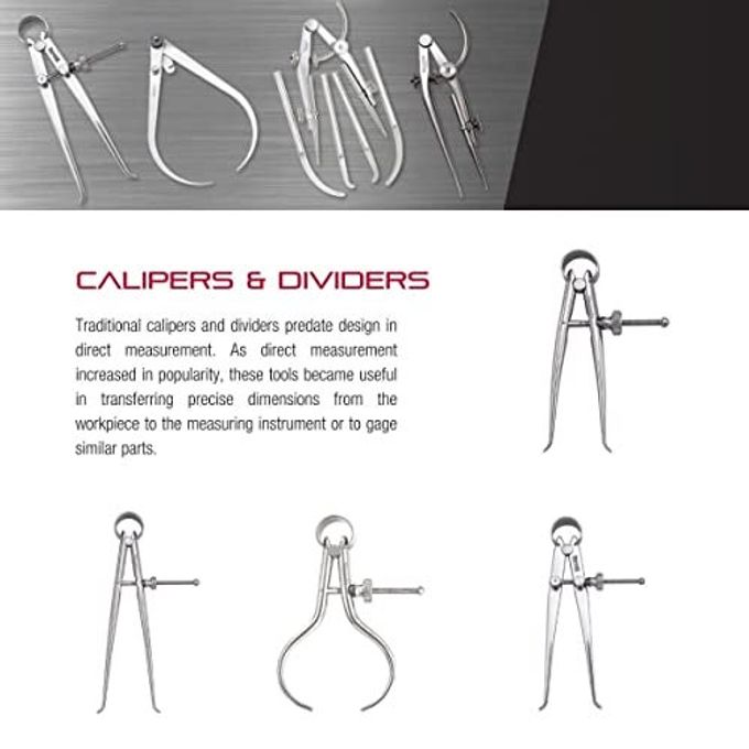 Starrett Caliper With High-Grade Steel Legs And Improved Joint Design For Tension Adjustment 12" Size And Capacity, Firm-Joint Type, Flat Leg Style 27-12 - Image 3