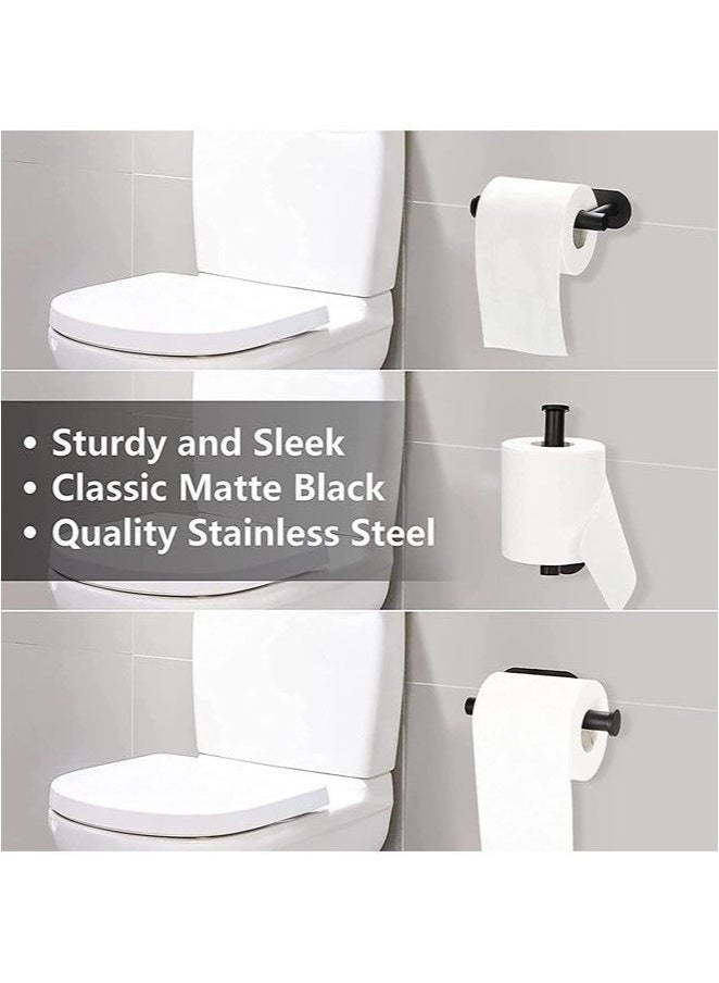 Black Toilet Paper Roll Holder, Towel Rack, Bathrobe Hook Hardware Bathroom Accessories Toiletries Set, Black Paper Holder, One  - Image 3