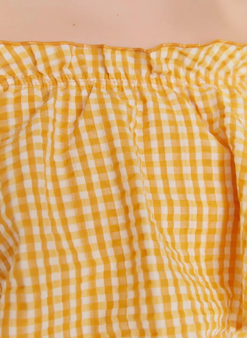 trendyol Gingham Off-Shoulder Dress