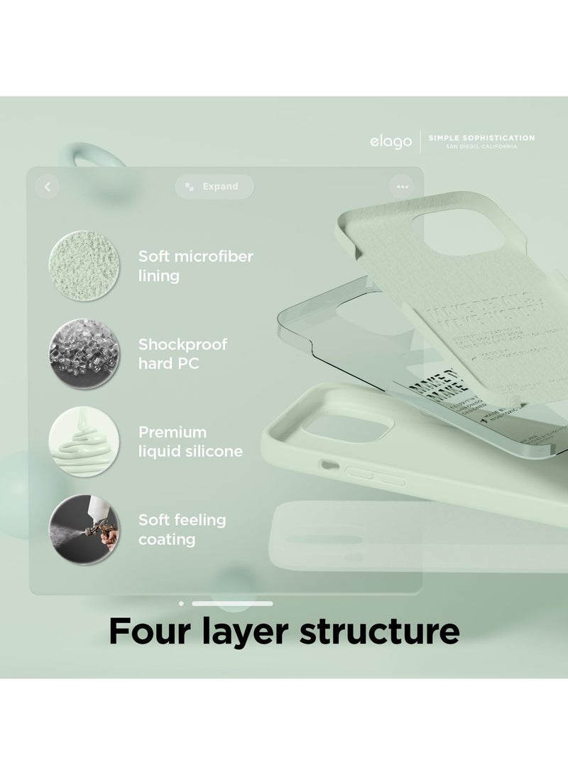 elago Liquid Silicone for iPhone 15 Pro MAX case cover Full Body Protection, Shockproof, Slim, Anti-Scratch Soft Microfiber Lining - Soft Mint - Image 4