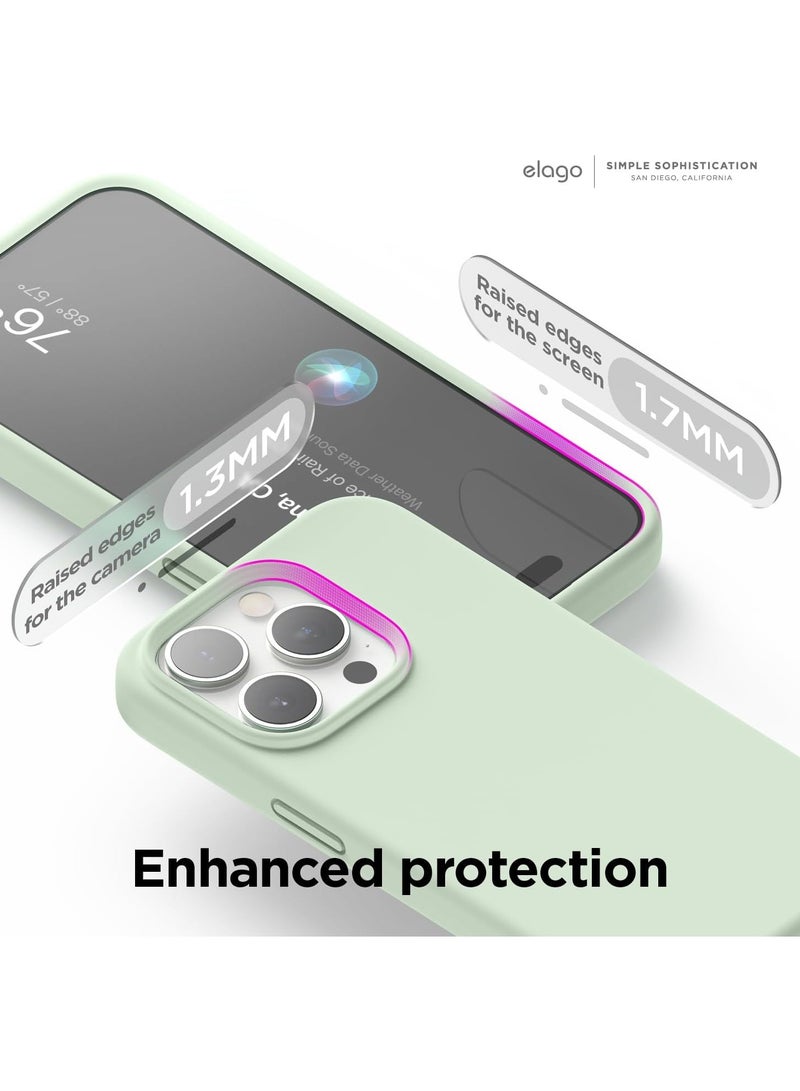 elago Liquid Silicone for iPhone 15 Pro MAX case cover Full Body Protection, Shockproof, Slim, Anti-Scratch Soft Microfiber Lining - Soft Mint - Image 5