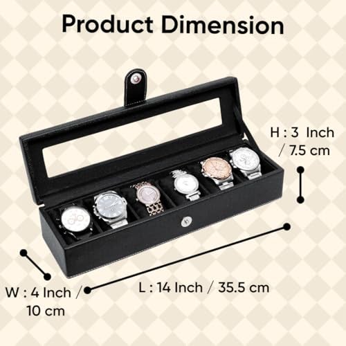 Hard Craft Watch Organizer Watch Case Box Organiser Jewelry, Bracelet & Accessories Collection Storage Holder Gift for 6 Slots With Premium Faux Leather Watchbox For Men and Women - Image 5