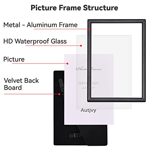Autjvy 4x6 Picture Frame Matte Black Modern Simple Thin Aluminum Metal Photo Frame with HD Real Glass, Display for Tabletop and Wall Collage. (2 Pack) - Image 3