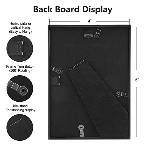Autjvy 4x6 Picture Frame Matte Black Modern Simple Thin Aluminum Metal Photo Frame with HD Real Glass, Display for Tabletop and Wall Collage. (2 Pack) - Image 4