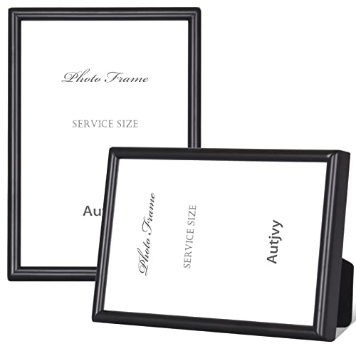 Autjvy 4x6 Picture Frame Matte Black Modern Simple Thin Aluminum Metal Photo Frame with HD Real Glass, Display for Tabletop and Wall Collage. (2 Pack) - Image 1
