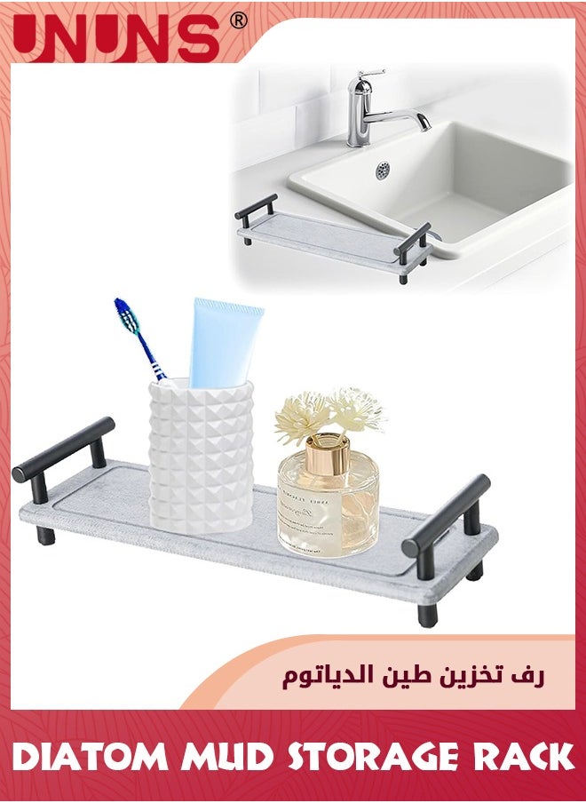 UNUNS Bathroom Tray,Water Absorbing Stone Tray For Sink,Fast Drying Stone Sink Tray,Diatomaceous Earth Tray Kitchen Bathroom Under Sink Organizer Drying Bathroom Storage,Light Gray  - Image 1